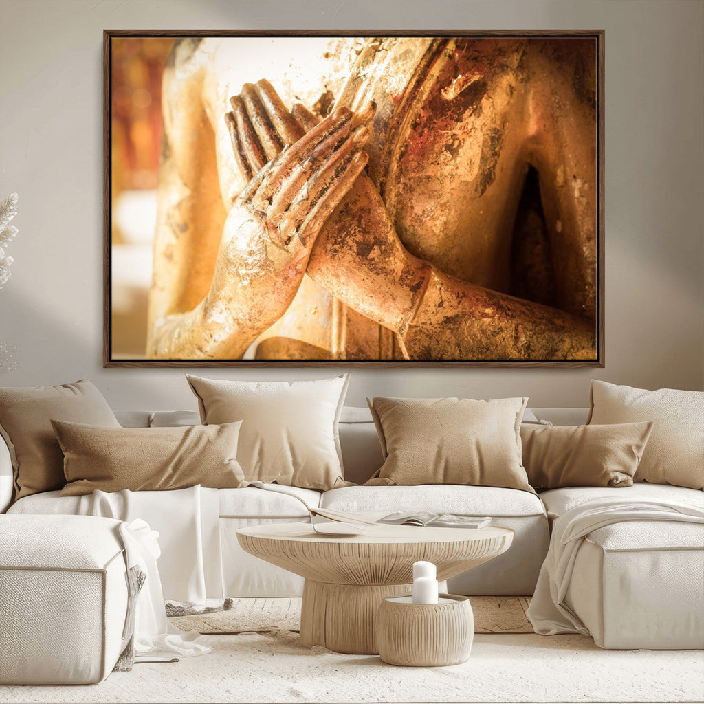 Buddha Statue Hands Wall Art Canvas Print