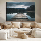 Wooden Bridge Near Lake Wall Art Canvas Print