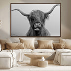 Texas Cow Wall Art Canvas, Texas Longhorn Cattle Canvas Print