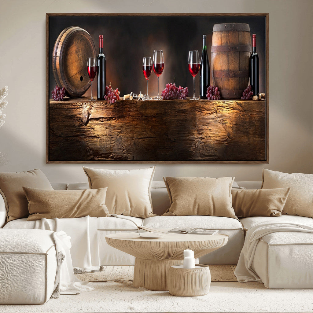 Wine and Barrels Wall Art Canvas Print