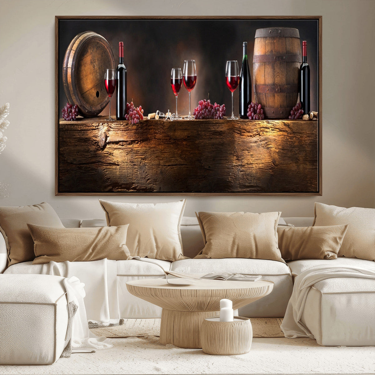 Wine and Barrels Wall Art Canvas Print