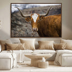 Framed Big Cow Animal Wall Art Canvas Print