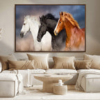 Animal Wall Art Three Horses Farmhouse Art Canvas Print