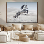 Prancing Horse Desert Large Wall Art Canvas Print, Majestic Horse Animal Artwork