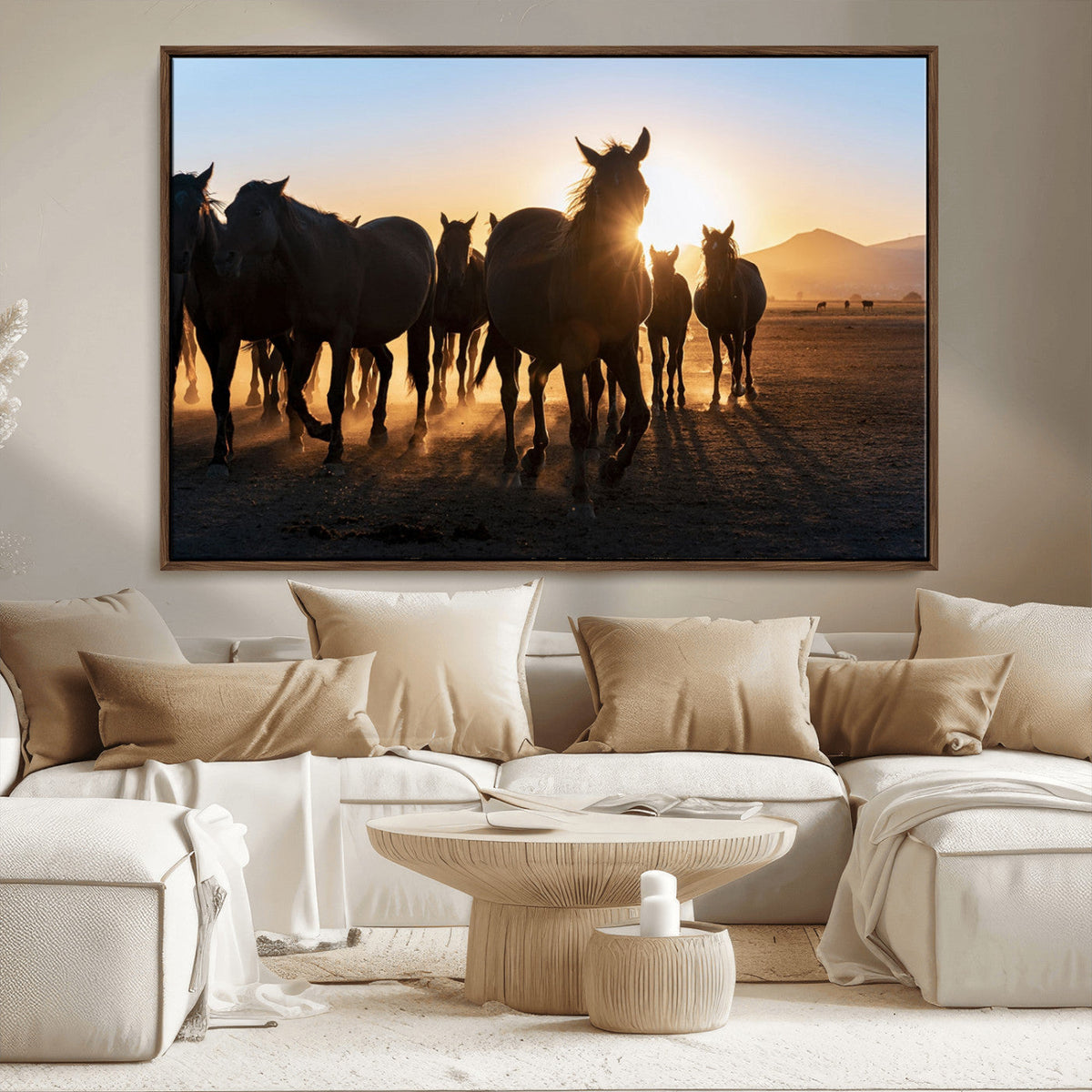 Horse Herd Wall Art Animal Canvas Print