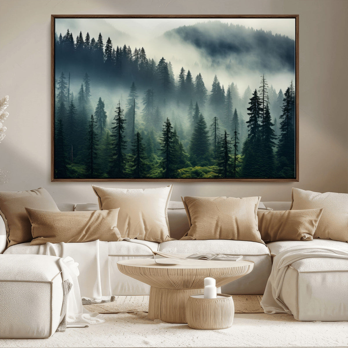 Captivating Misty Forest Wall Art, Foggy and Serene Atmosphere Canvas Print