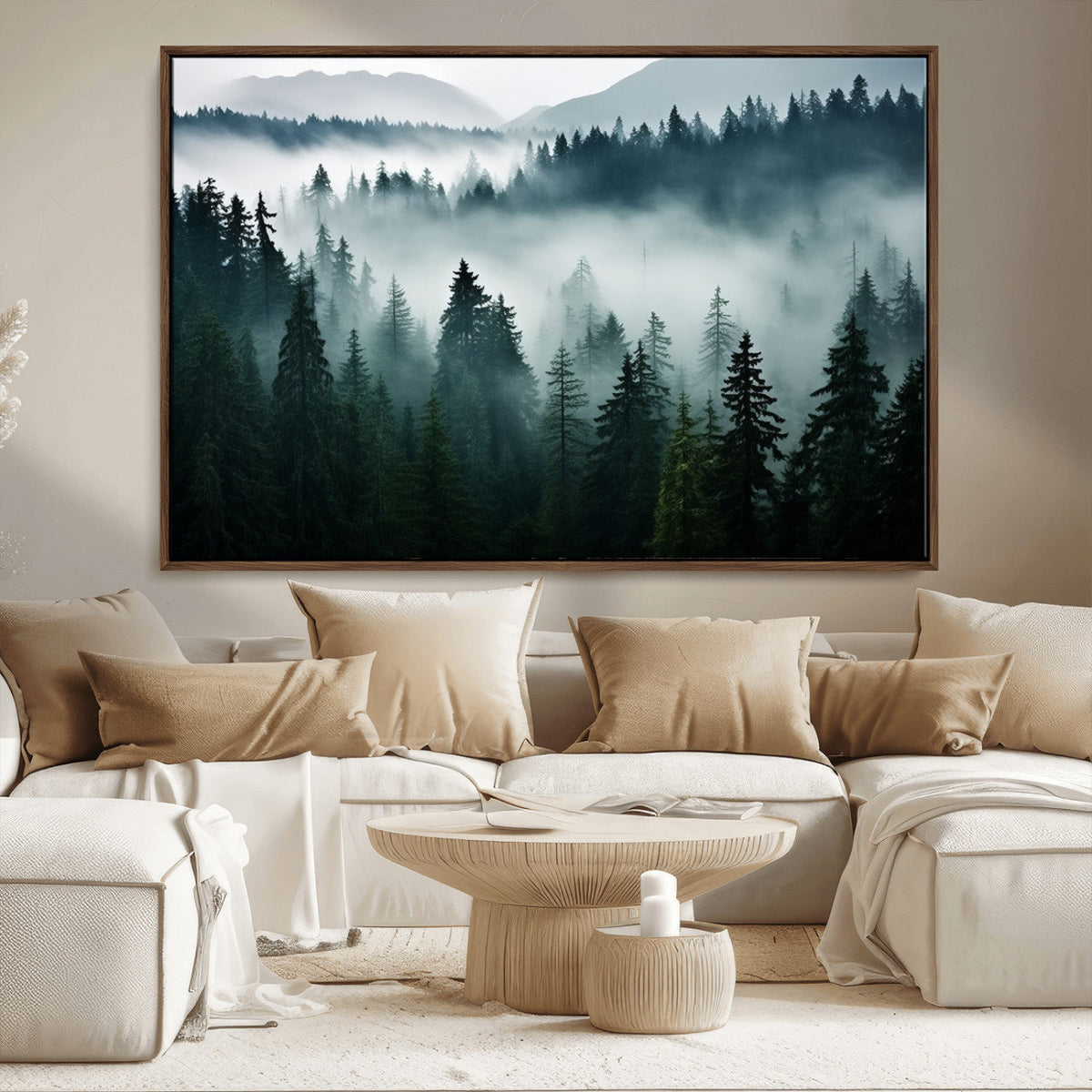 Captivating Misty Forest Wall Art Canvas, Premium Canvas Print of a Foggy and Serene Atmosphere
