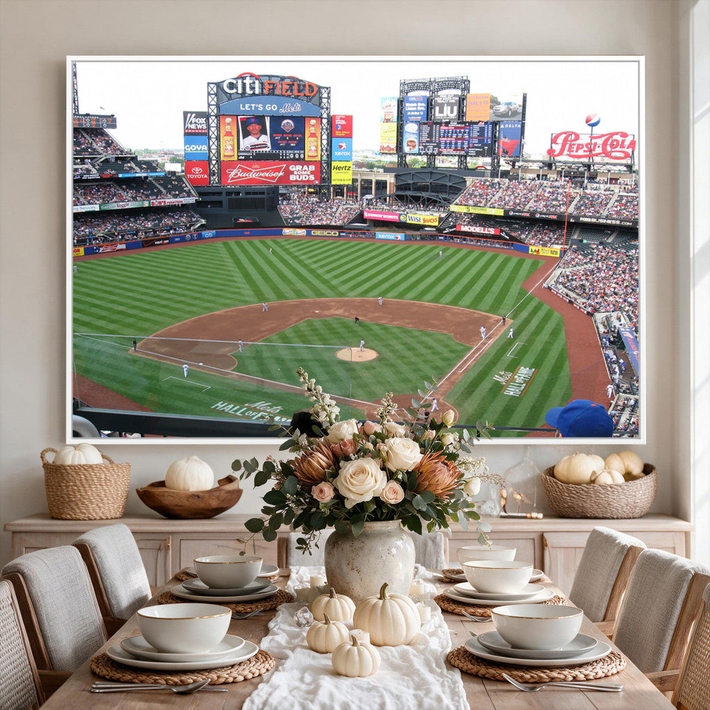 New York Mets Baseball Team Print, Citi Field Baseball Stadium Wall Art