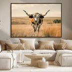 Texas Cow Wall Art Canvas Print for Farm House Wall Decor