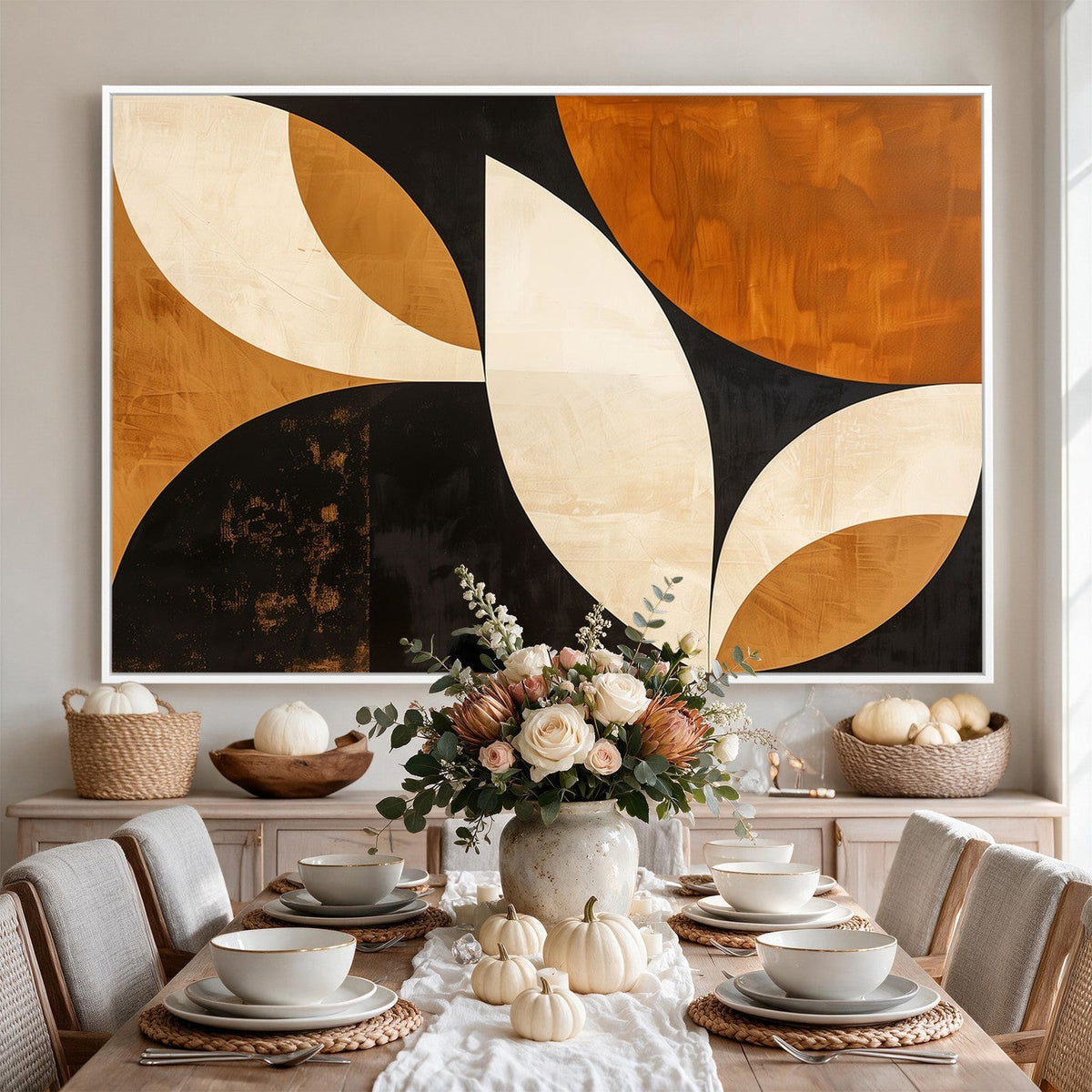 Geometric Abstract Wall Art Canvas Print, Mid Century Modern Wall Art