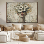 Abstract Floral Women Pastel Wall Art Canvas Print
