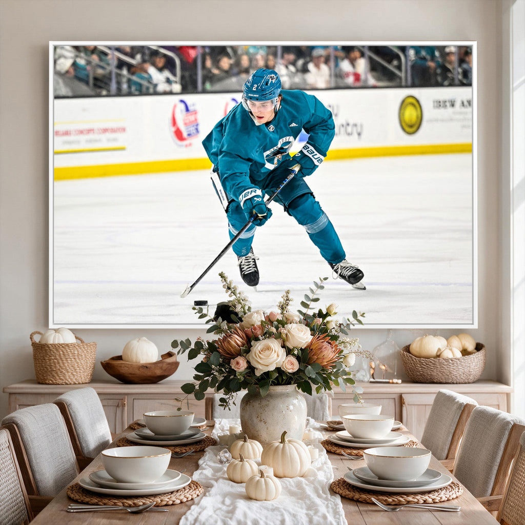 San Jose Sharks Ice Hockey Player Wall Art Canvas Print