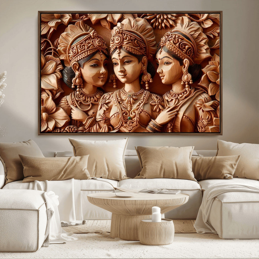 Indian Woman Statue Wall Art Canvas Print