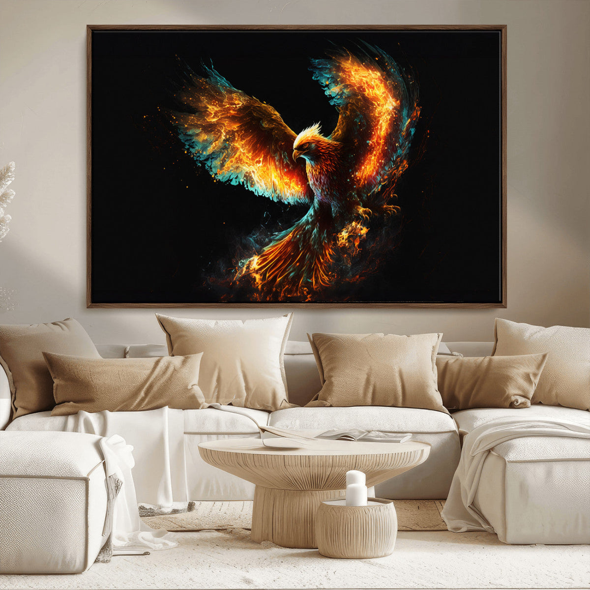 Fiery Phoenix Canvas Print | Ready to Hang Wall Art | Bold Fantasy Decor