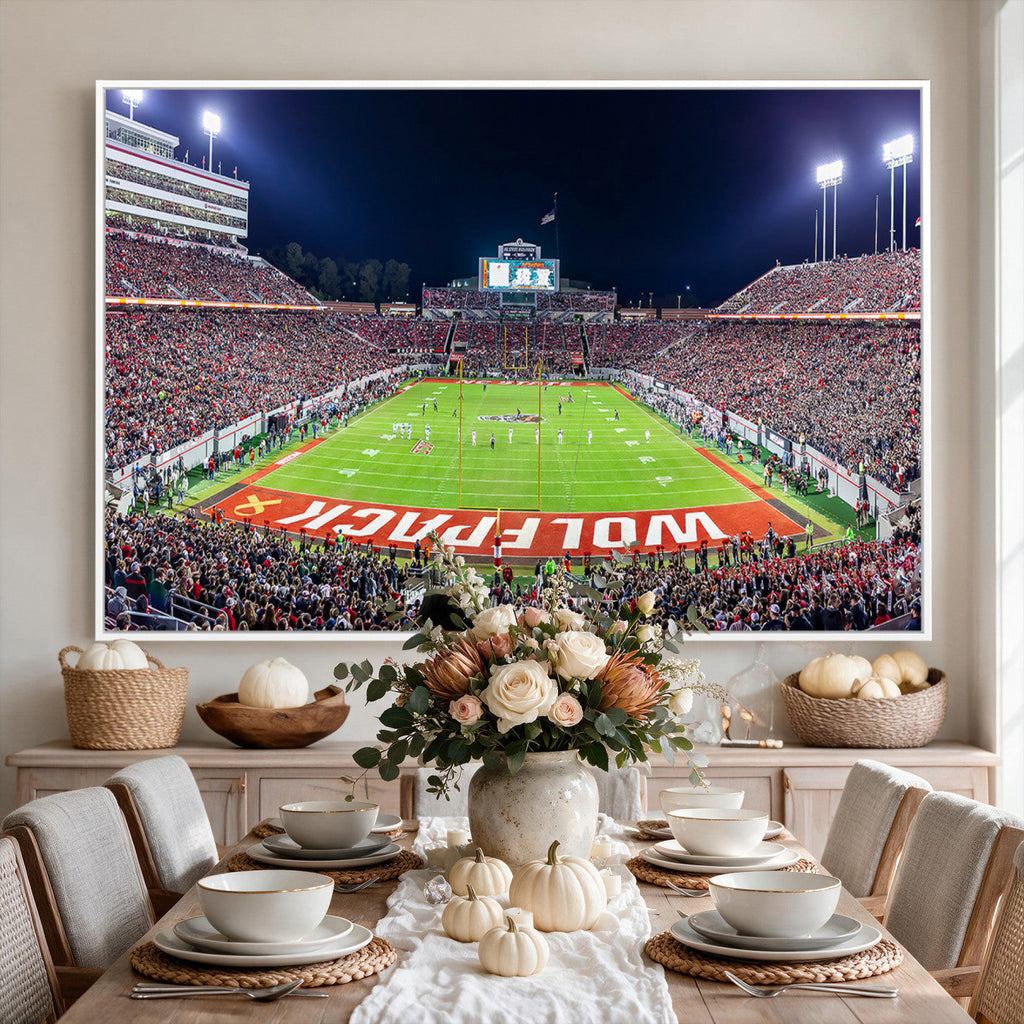 Wolfpack Football Team Print, Raleigh Carter-Finley Stadium
