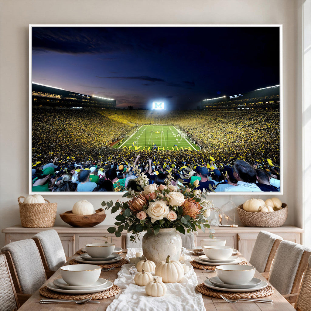 University of Michigan Wolverines Football Team Print, Ann Arbor, Extra Large Game Room Wall Decor