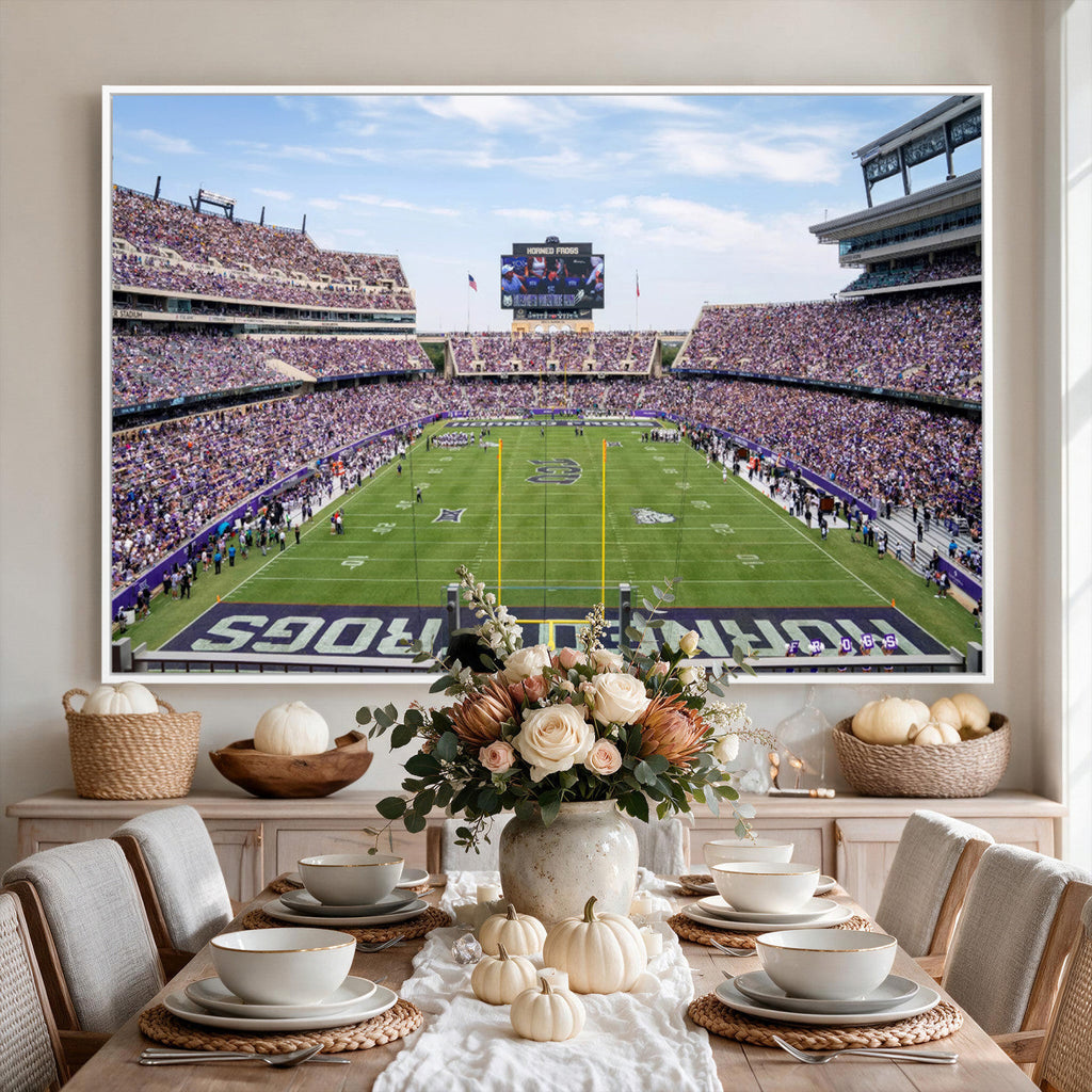 TCU Horned Frogs Football Team Print, Fort Worth Amon G. Carter Stadium, Framed and Ready to Hang