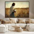 Jesus the Good Shepherd Wall Art Canvas Print, Inspirational Christian Religious Print for Prayer Room