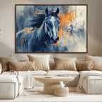 Abstract Blue Horse Wall Art Print Canvas | Western Horse Wall Art for Farmhouse Decor