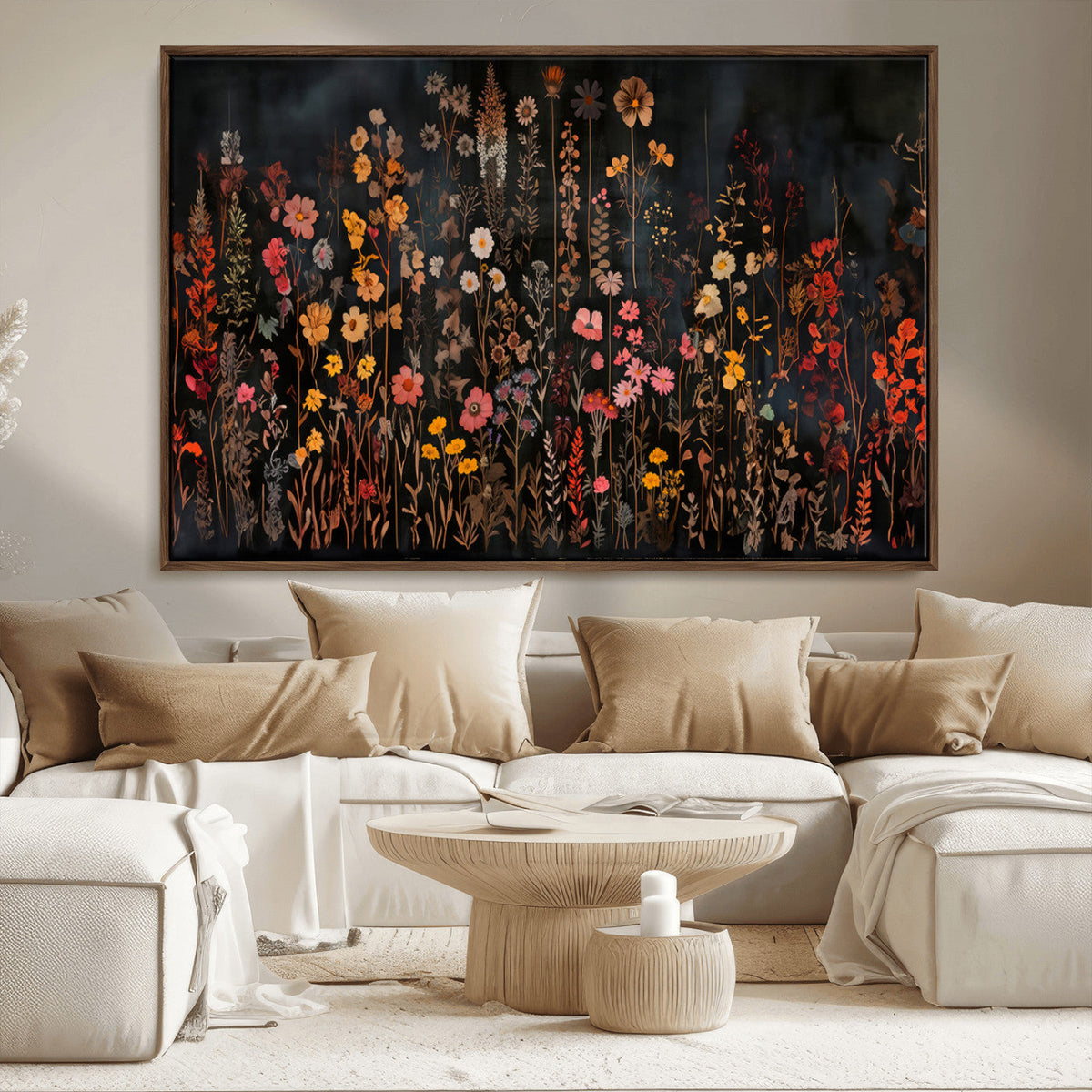 Large Floral Painting Print Illustration Flowers Canvas Wall Art