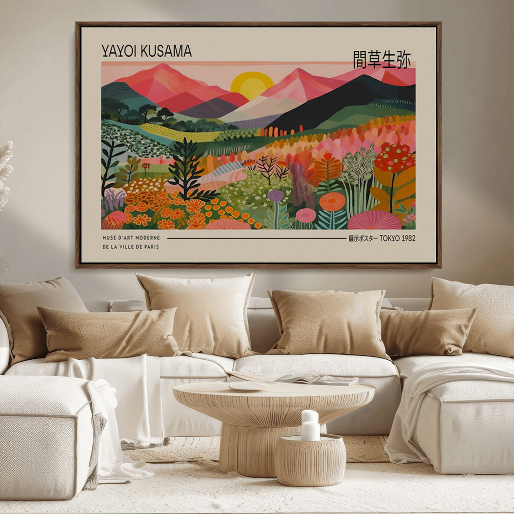 Yayoi Kusama 1986 Wall Art Print, Wabi Sabi Japanese Vibrant Abstract Landscape Canvas
