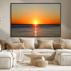 Golden Horizon Sunset Over Ocean Wall Art Canvas Print | Tropical Beach Canvas