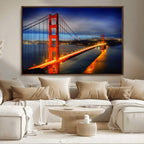 Large Wall Art San Francisco Canvas Print - Wonderful Golden Gate Bridge at Twilight
