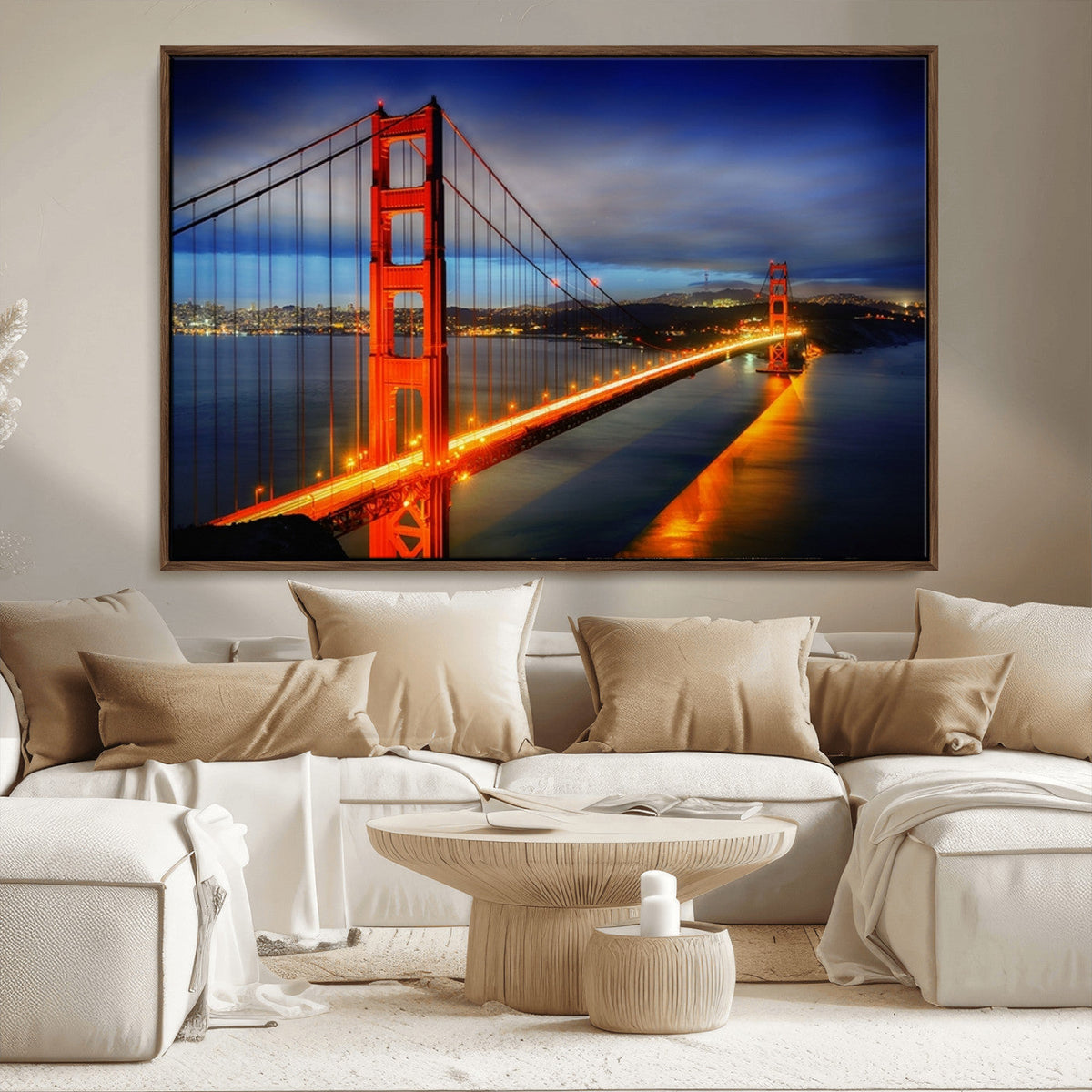 Large Wall Art San Francisco Canvas Print - Wonderful Golden Gate Bridge at Twilight