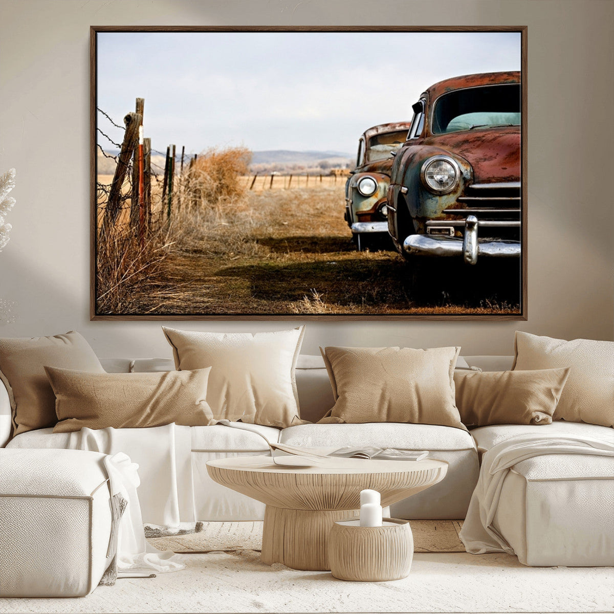 Old Rustic Classic Car Wall Art Canvas Print