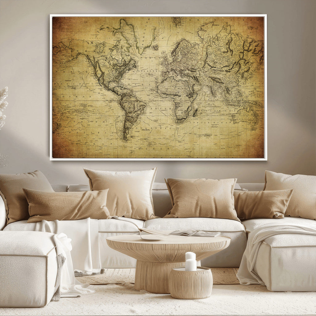 Push Pin World Map Canvas Print | Travel Tracker Wall Art