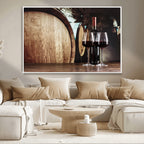 Wine and Barrel Wall Art Canvas Print