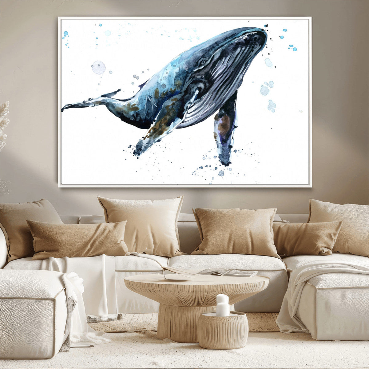 Watercolor Whale Wall Art Canvas Print