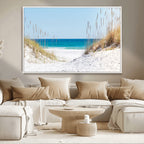 Serene Coastal Dune Path with Ocean View, 3-Panel Beach Canvas Wall Art