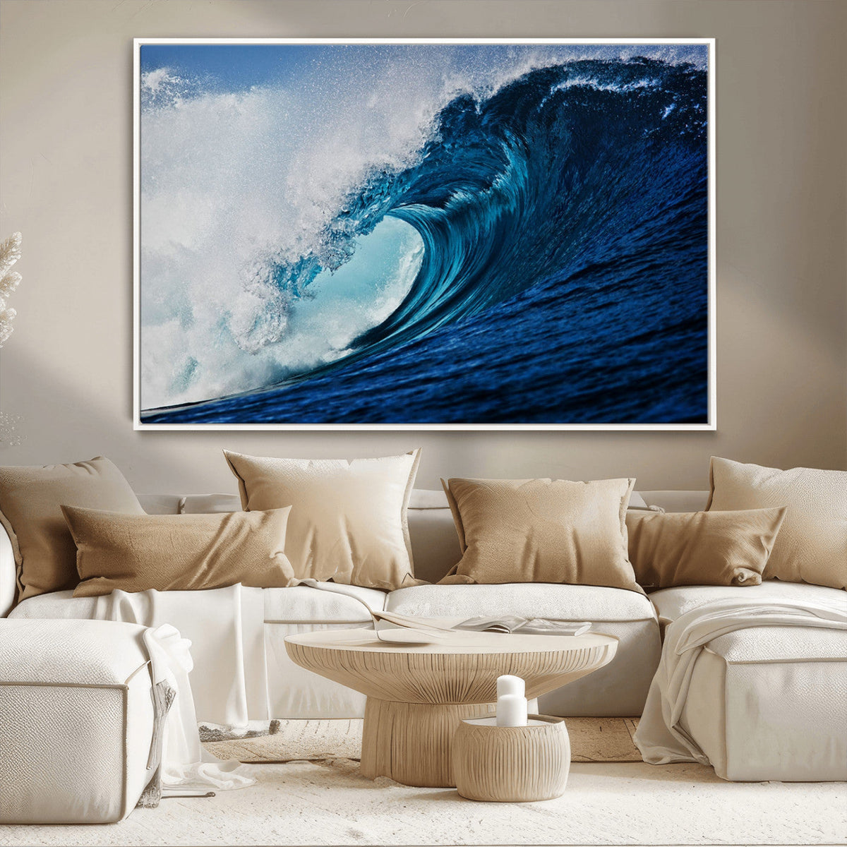 Ocean Wave at Sunset Canvas Art, Large Wall Print of Vibrant Water Waves
