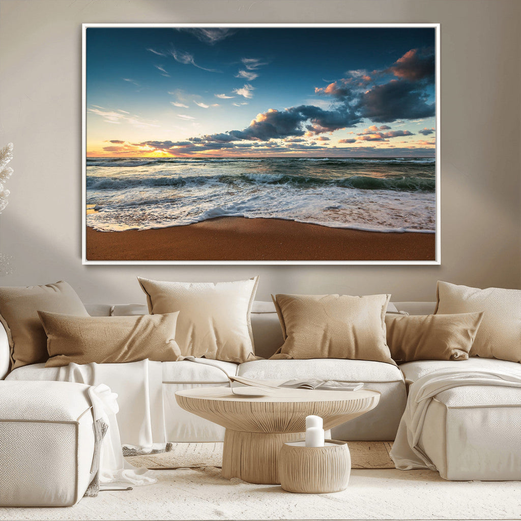 Ocean Beach Wall Art Canvas Print Sunset Artwork Print