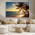 Sunset Palm Trees Wall Art Canvas Print