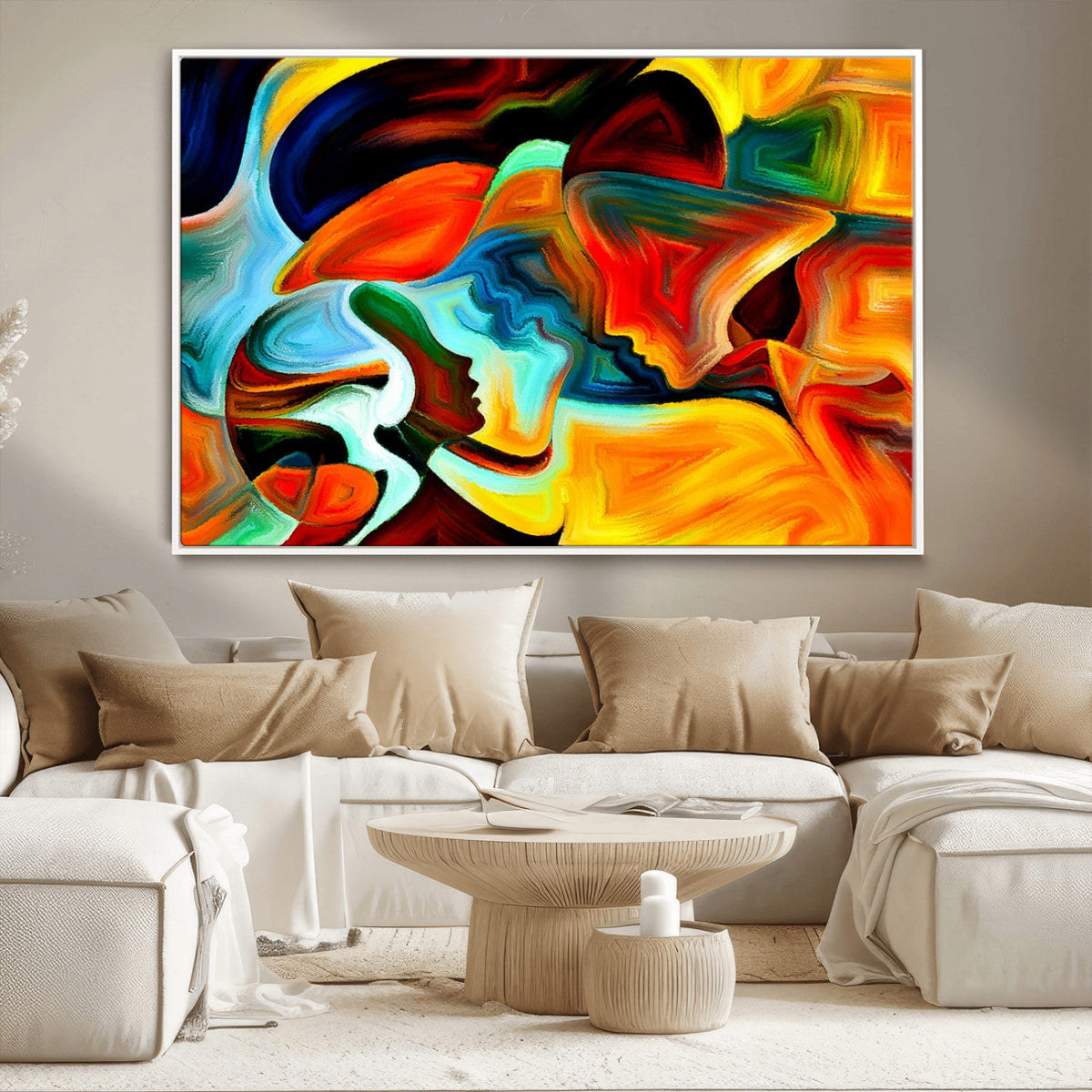 Human Love Figures Abstract Wall Art Canvas Print