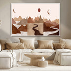 Boho Wall Art Canvas Print Set | Mid-Century Bohemian Wall Artwork, Boho Neutral