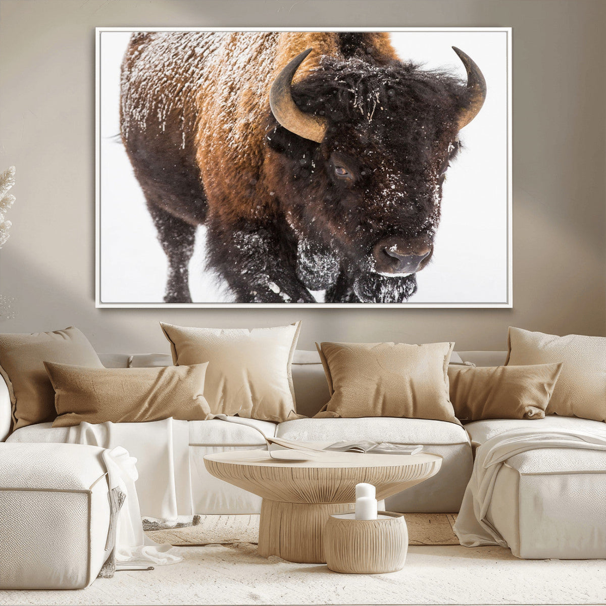Bison Wall Art Canvas Print For Farmhouse, Wild Animal Wall Art
