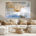 Blue Multi Panel Abstract Wall Art Canvas, Abstract Blue and Gold Canvas Print