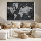 World Map Canvas Print, Detailed Map of the World Wall Art for Home or Office