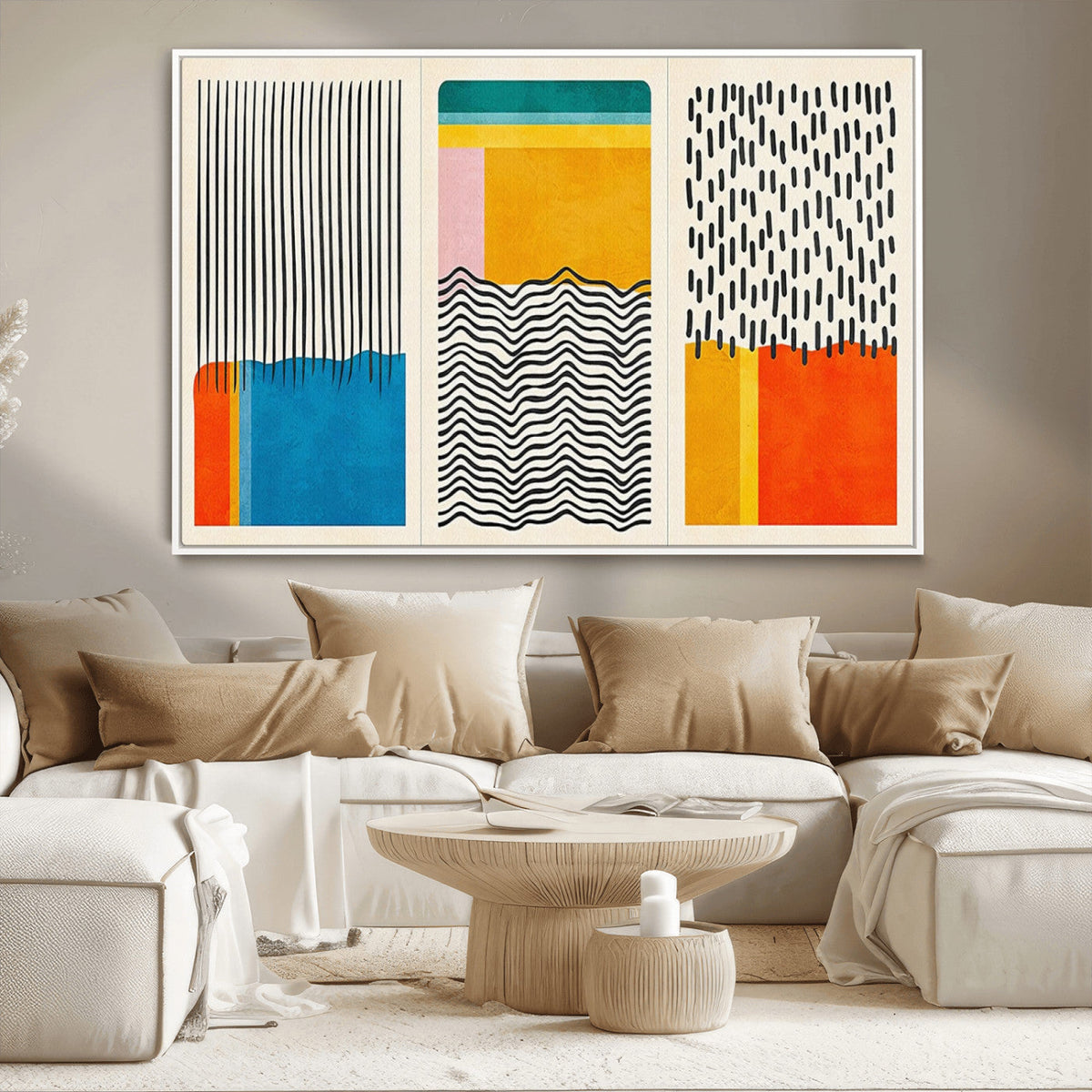 Canvas Print Wall Art Abstract Illustration Art Boho, Framed Abstract Boho Art