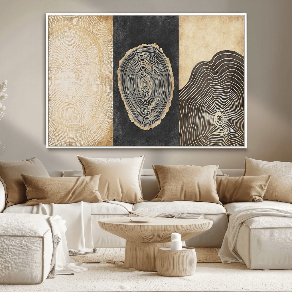 Tree Rings Canvas Wall Art Print, Minimalist Natural History in Modern Decor