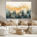 Abstract Forest Print | Mountain Wall Art | Autumn Landscape Canvas Print