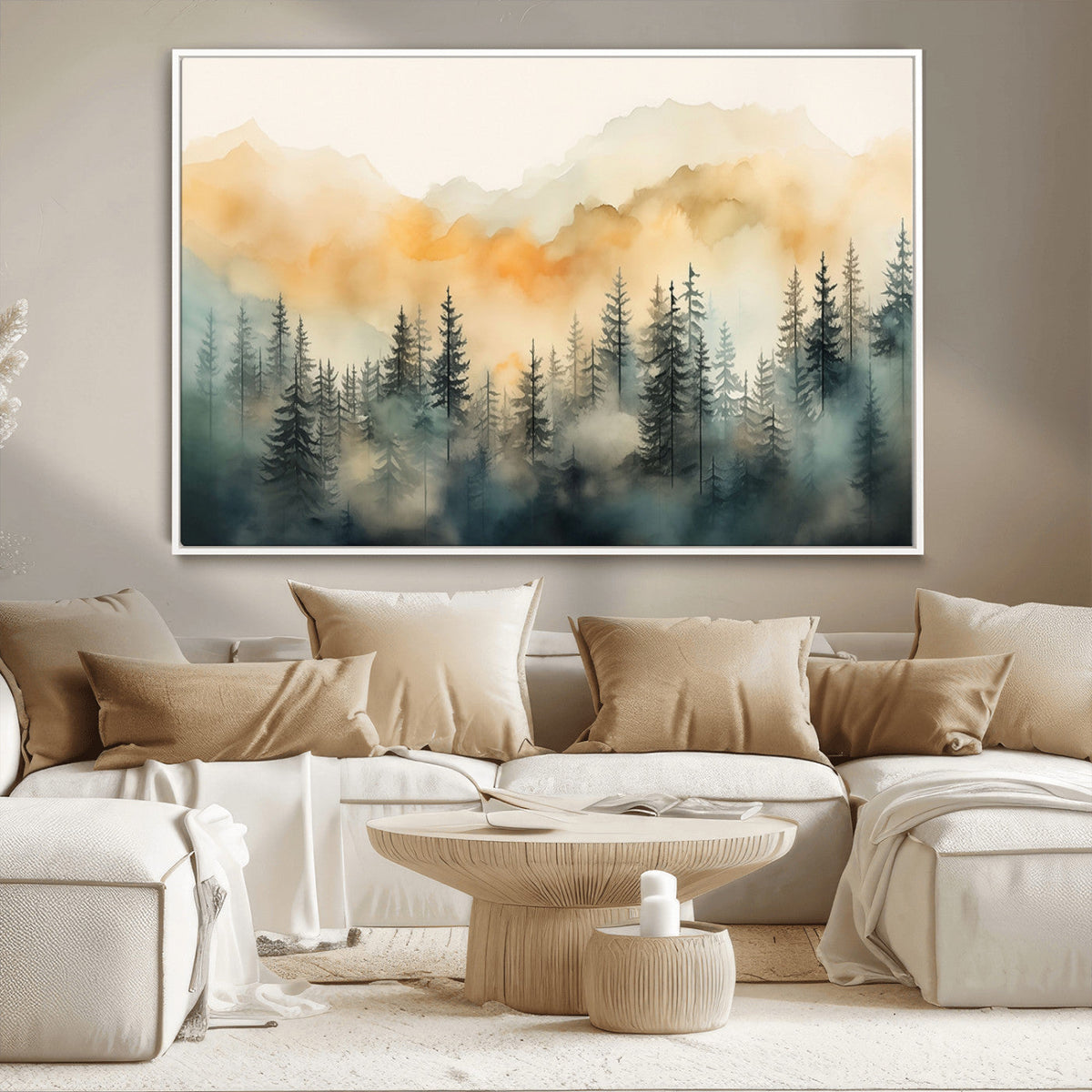 Abstract Forest Print | Mountain Wall Art | Autumn Landscape Canvas Print