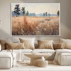 Golden Fields Canvas Wall Art Print | Serene Minimalist Landscape for Modern Decor
