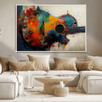 Abstract Guitar Wall Art Canvas | Vibrant Music-Inspired Art for Living Room or Studio