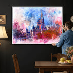 Disney Wall Art: Dreamy Watercolor Cinderella Castle Canvas Print