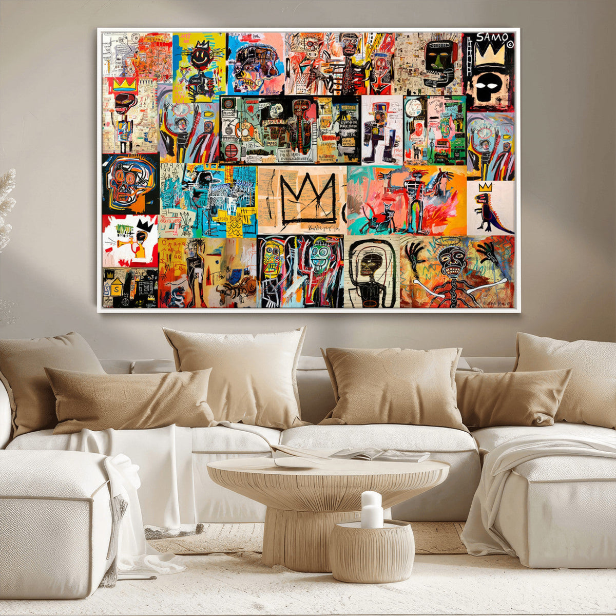 Abstract Art Collage Wall Art Canvas Print, Urban Graffiti Style