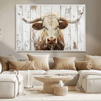 Rustic Longhorn Bull Wall Art Canvas Set